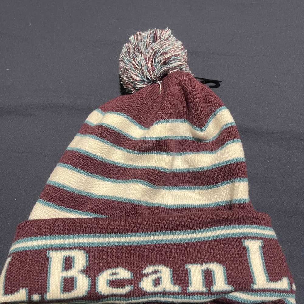 L.L. Bean Striped Knit Hat - Brown and Cream
